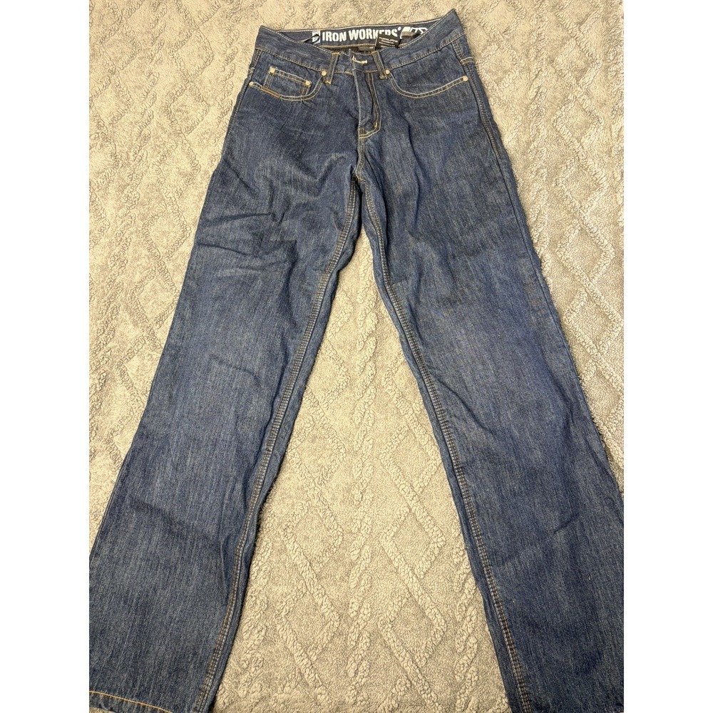 Iron Workers Jeans Men 32x32 Blue Straight Leg Harden Jean Moto